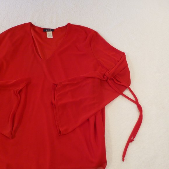 Entrancy Women's Vintage Belle Sleeves Sexy Red Blouse Top Shirt Party Work 3X - Picture 5 of 8